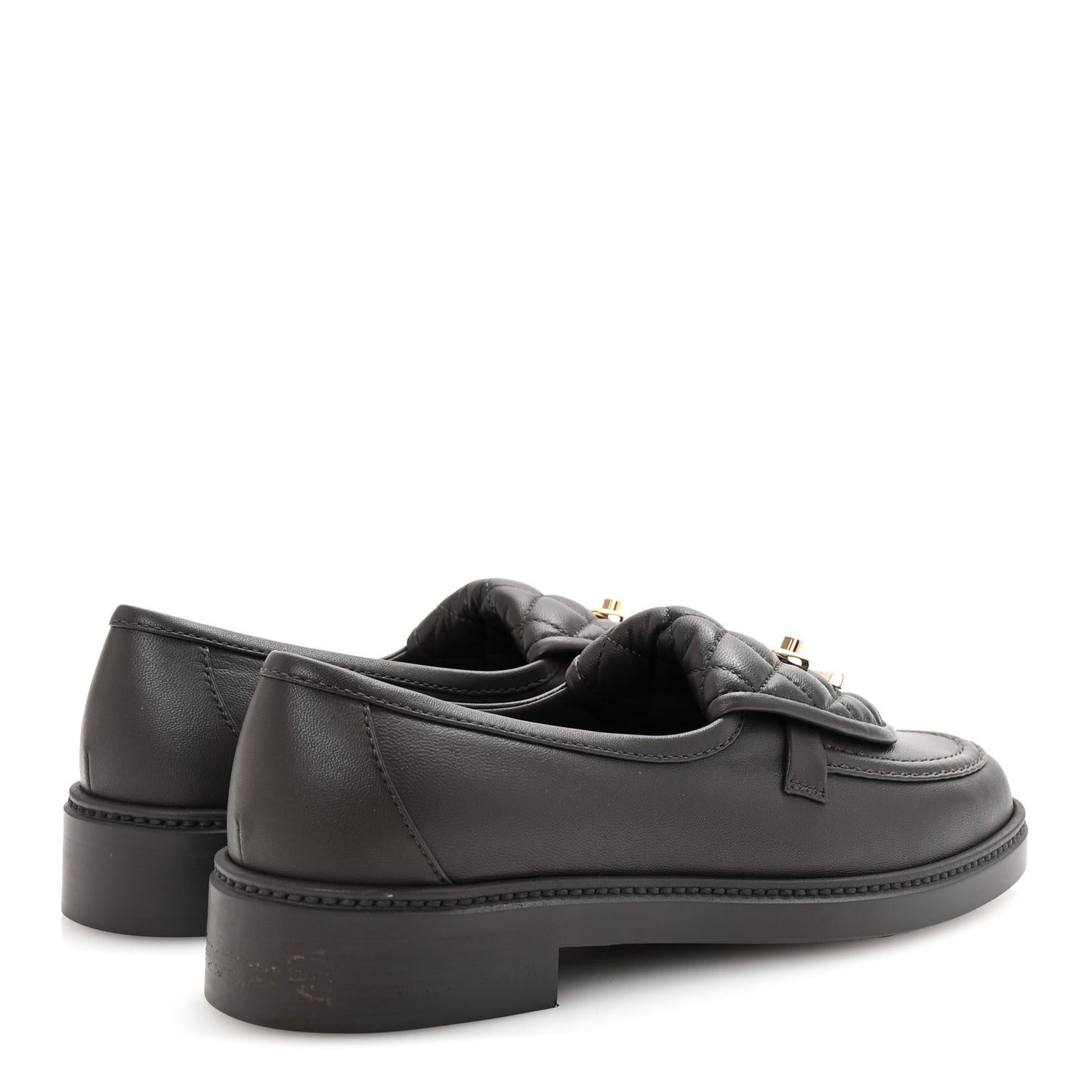 Lambskin Quilted CC Turnlock Loafers 38.5 Dark Brown