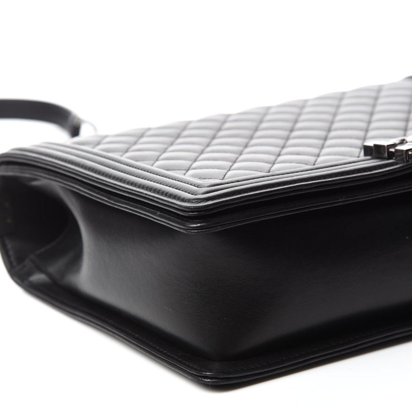 Lambskin Quilted Large Boy Flap Black