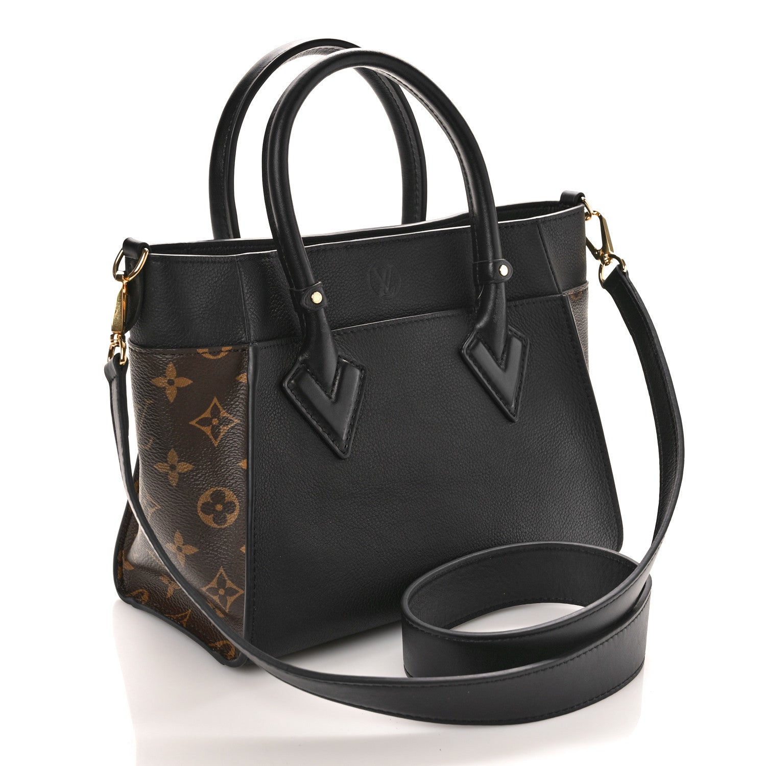 Louis Vuitton Calfskin Monogram On My Side PM Black 3 of 9