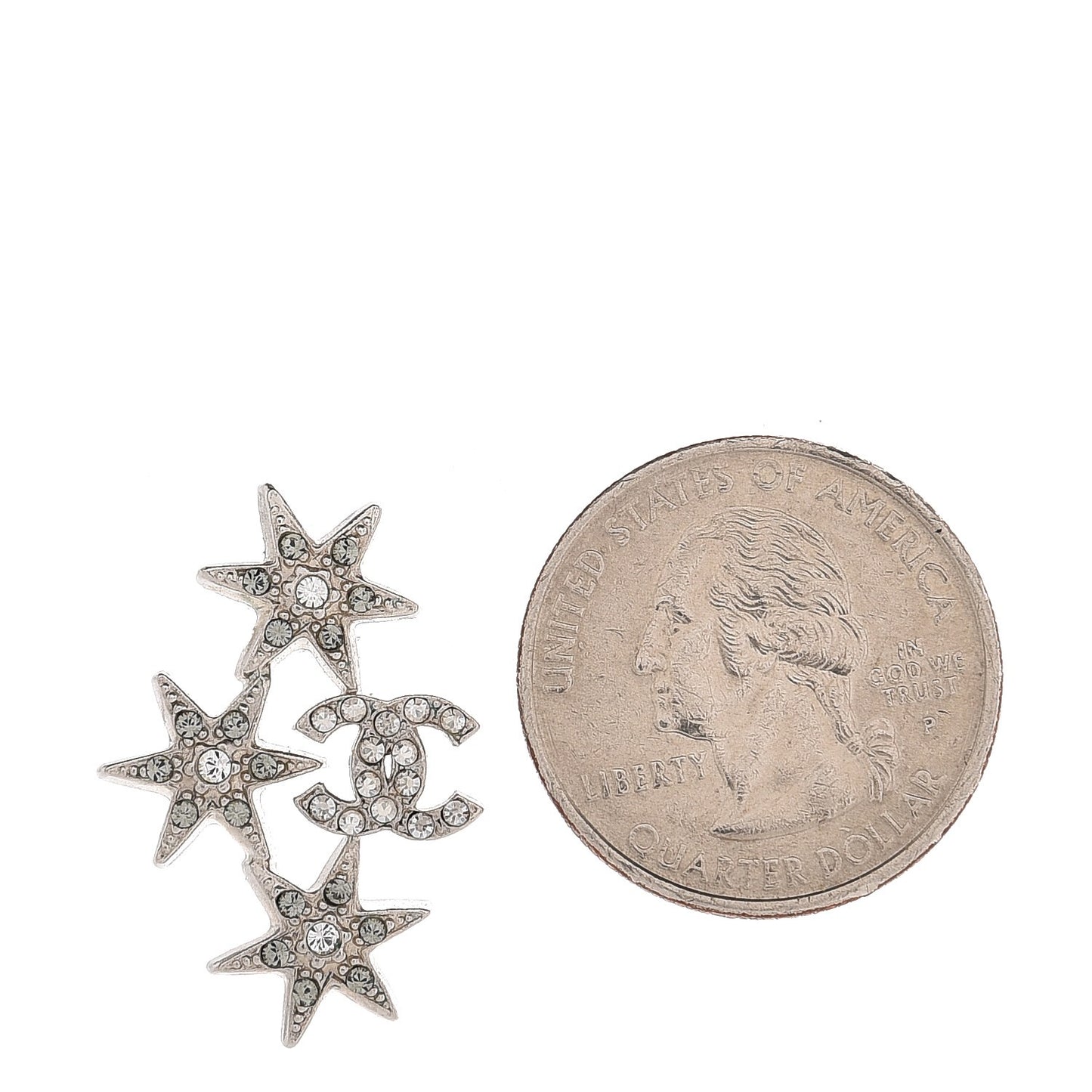 Crystal CC Star Earrings Silver
