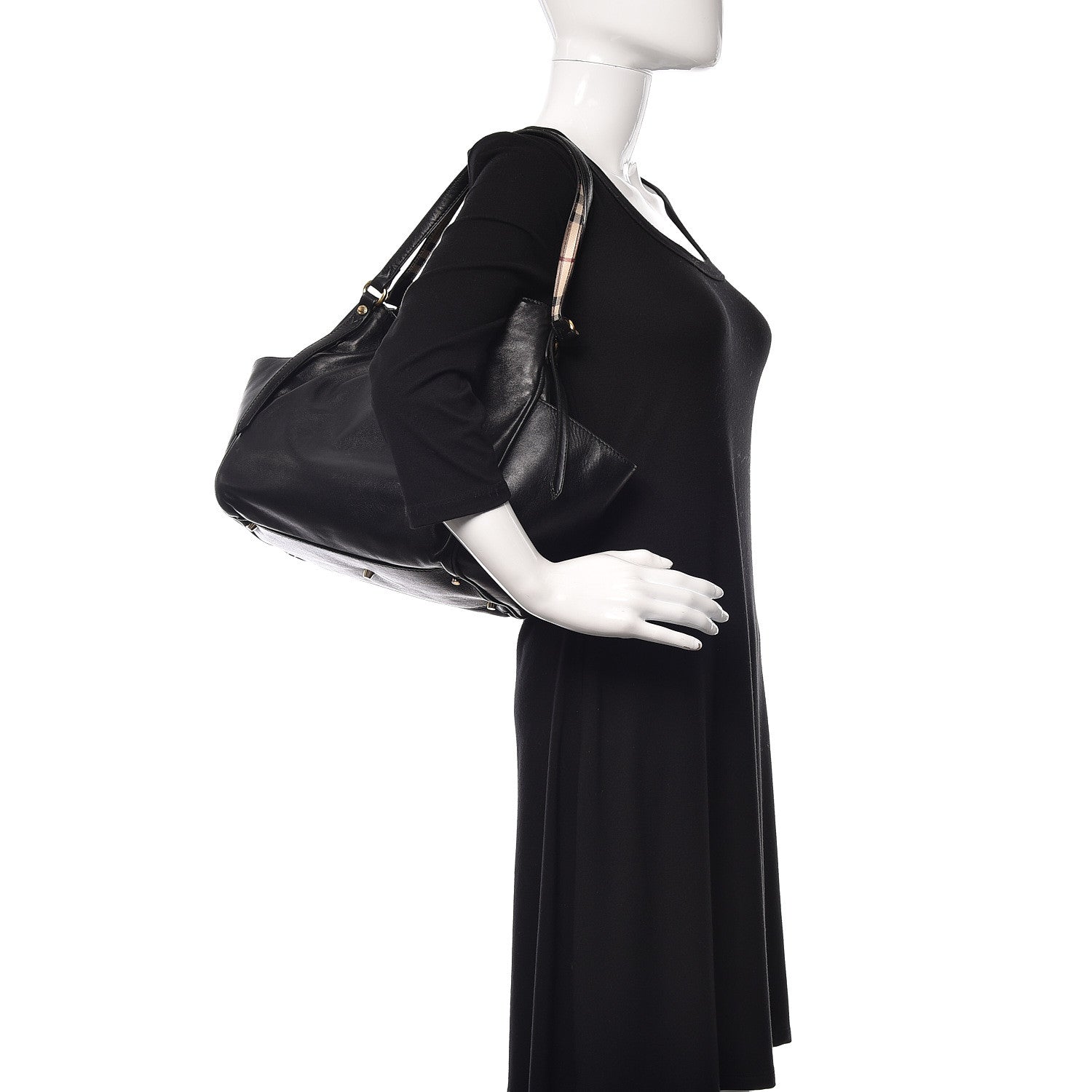 Burberry Calfskin Haymarket Check Small Canterbury Tote Black 5 of 21