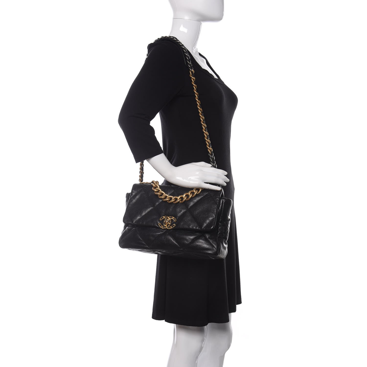 Chanel Lambskin Quilted Large Chanel 19 Flap Black 2 of 11