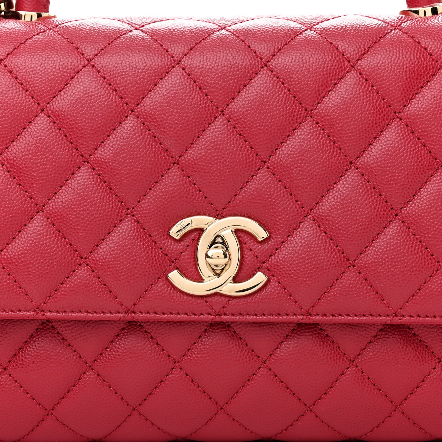 Caviar Quilted Small Coco Handle Flap Dark Pink