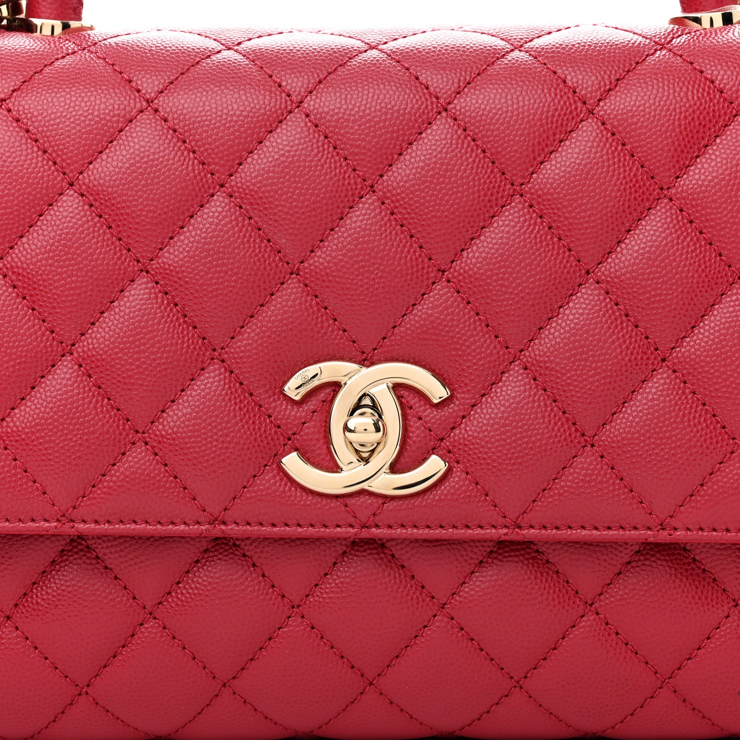 Chanel Caviar Quilted Small Coco Handle Flap Dark Pink 8 of 10