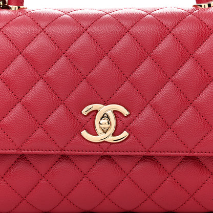 Chanel Caviar Quilted Small Coco Handle Flap Dark Pink 8 of 10