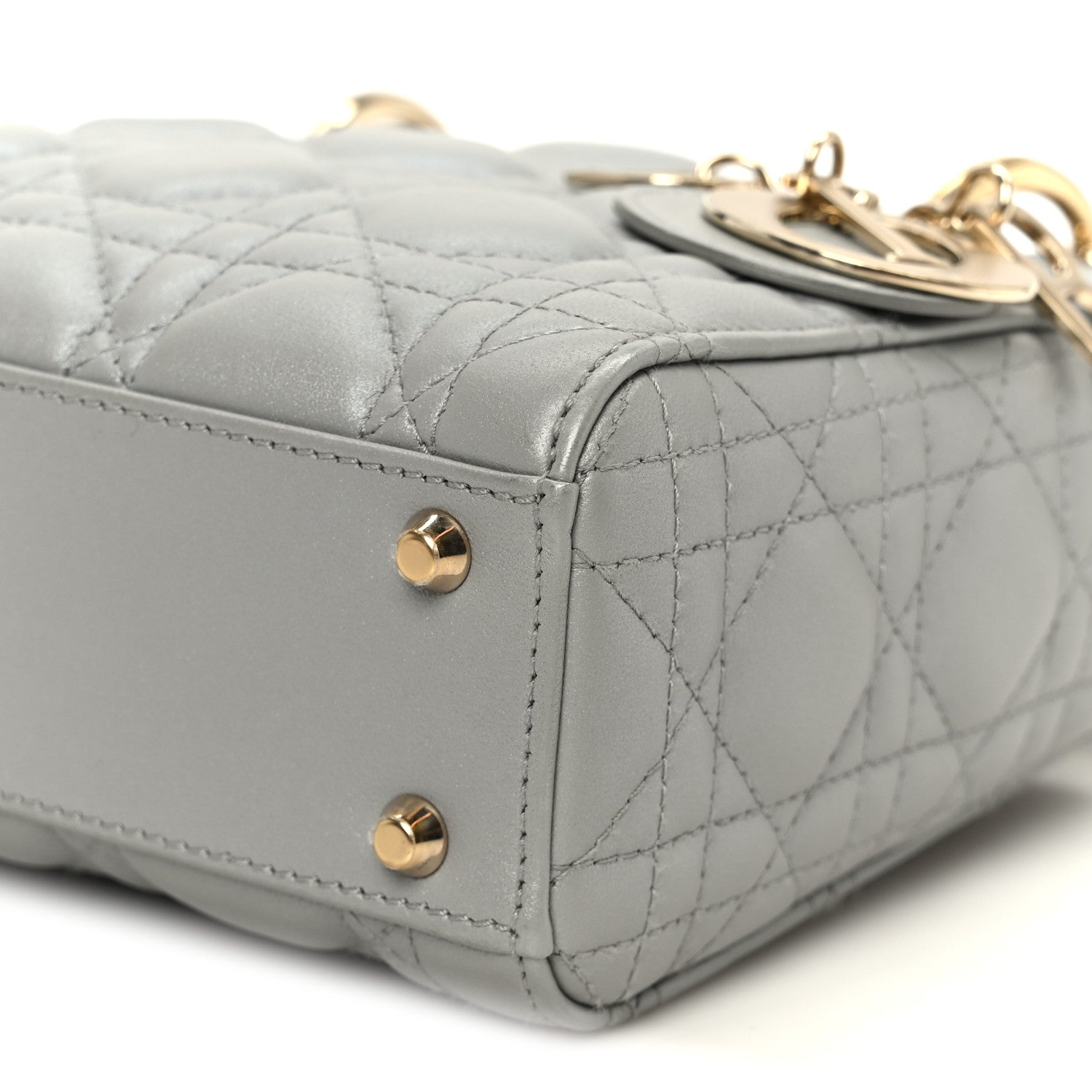 Christian Dior Lambskin Cannage Mini Lady Dior Gray Opaline 10 of 10