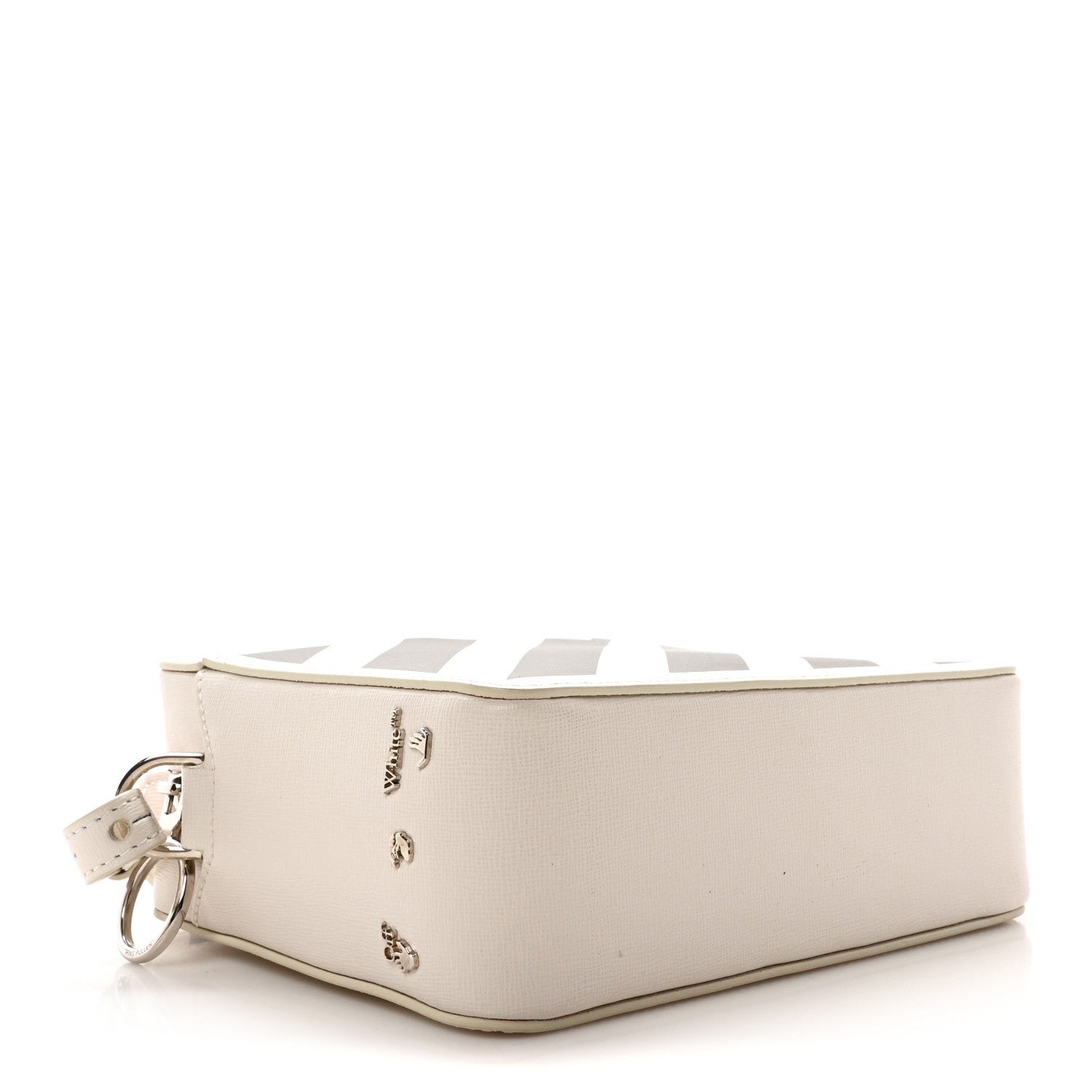 Off-White Saffiano Striped Binder Clip Camera Bag White Black Indus 4 of 9