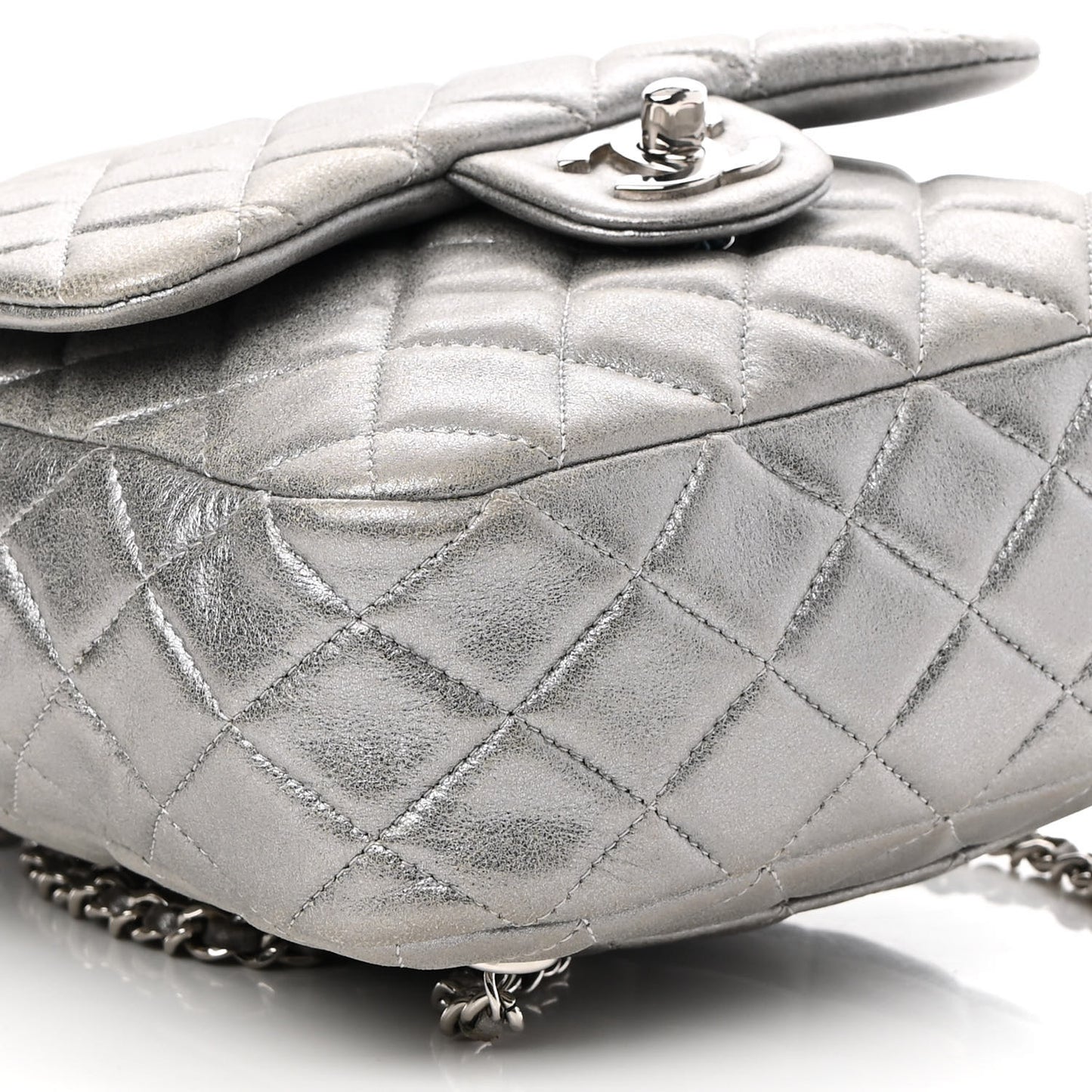 Metallic Lambskin Quilted Small In Seoul Backpack Dark Silver
