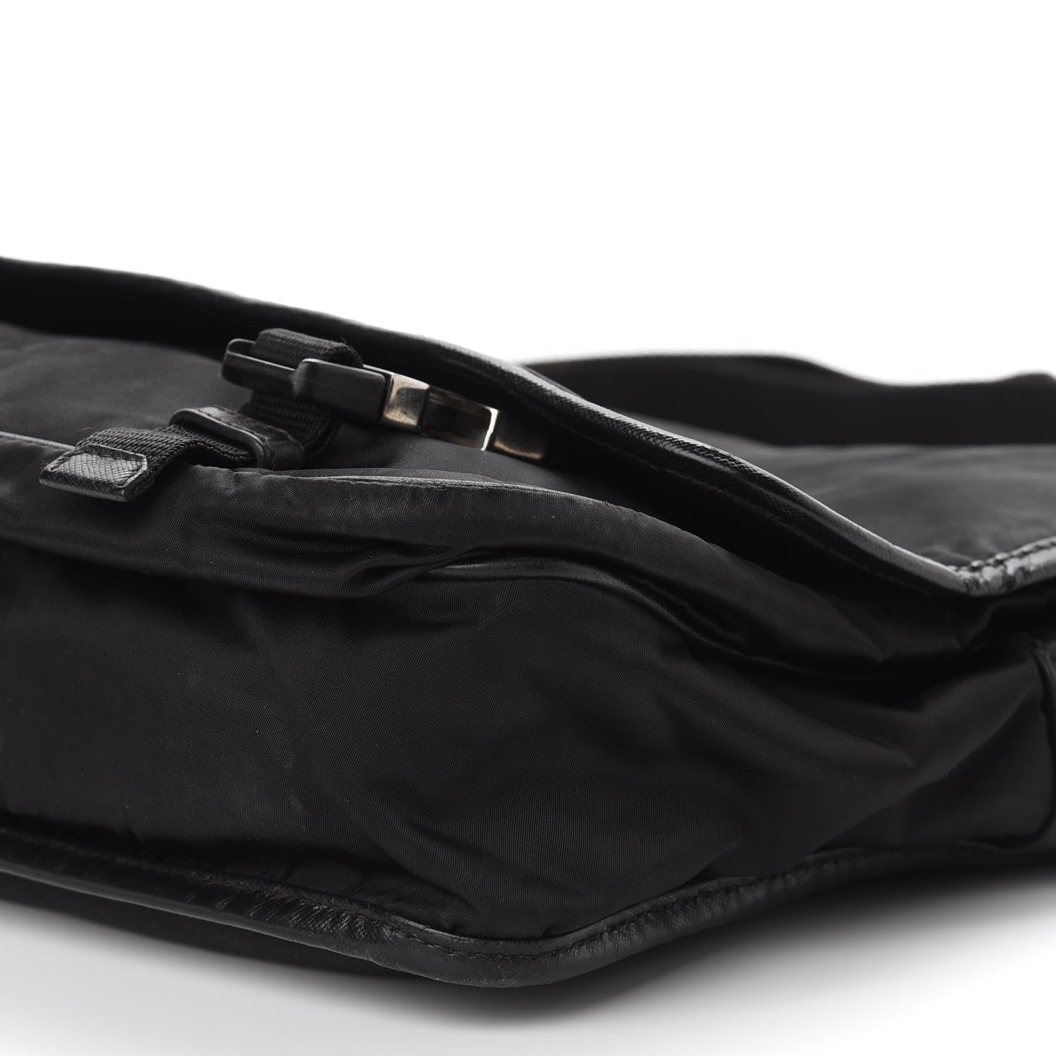 Prada Tessuto Nylon Saffiano Messenger Satchel Black 9 of 9
