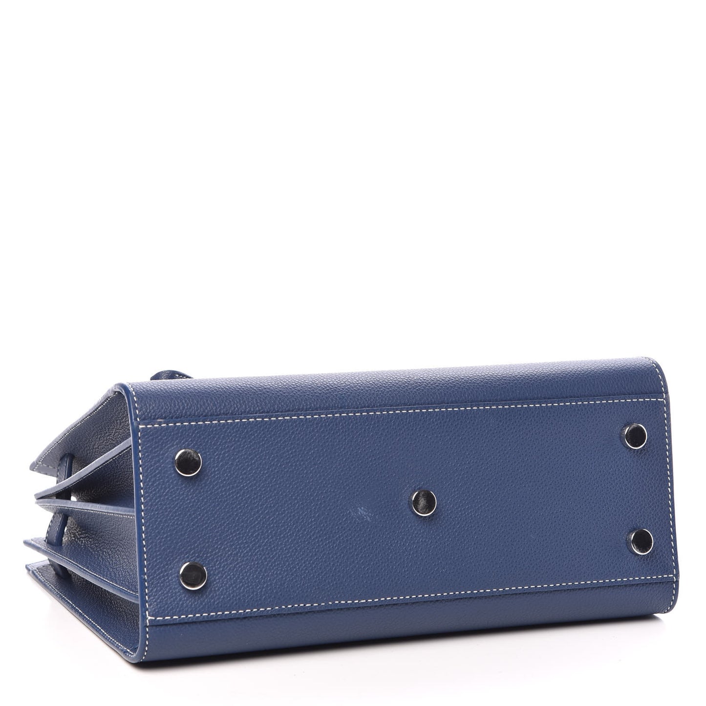 Grained Calfskin Topstitch Baby Sac De Jour Denim