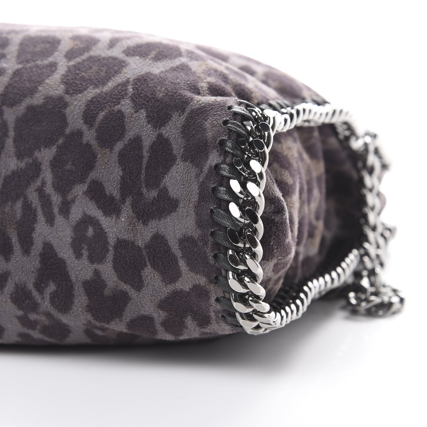 Shaggy Deer Leopard Print Falabella Fold Over Tote Grey