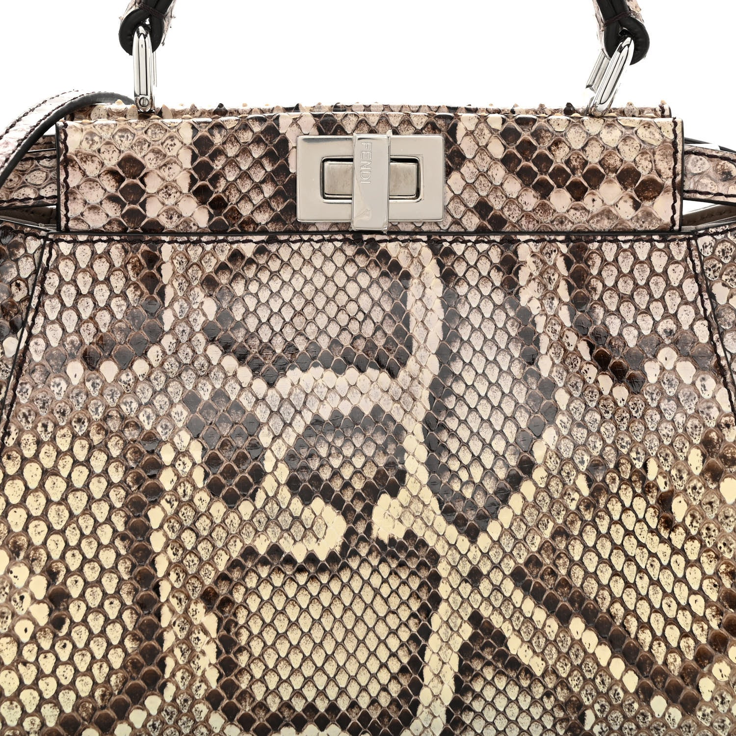 Fendi Snakeskin Shiny Nappa Mini Peekaboo Iconic Satchel Roccia Light Rose 8 of 10