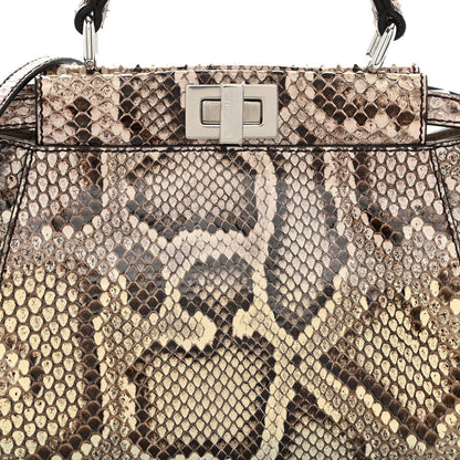 Fendi Snakeskin Shiny Nappa Mini Peekaboo Iconic Satchel Roccia Light Rose 8 of 10