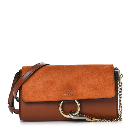 Chloe Suede Calfskin Mini Faye Shoulder Bag Tobacco 1 of 10