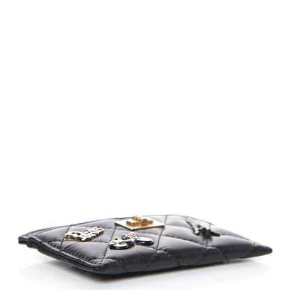 Chanel Aged Calfskin Quilted Lucky Charms Reissue Card Holder Black 4 of 11