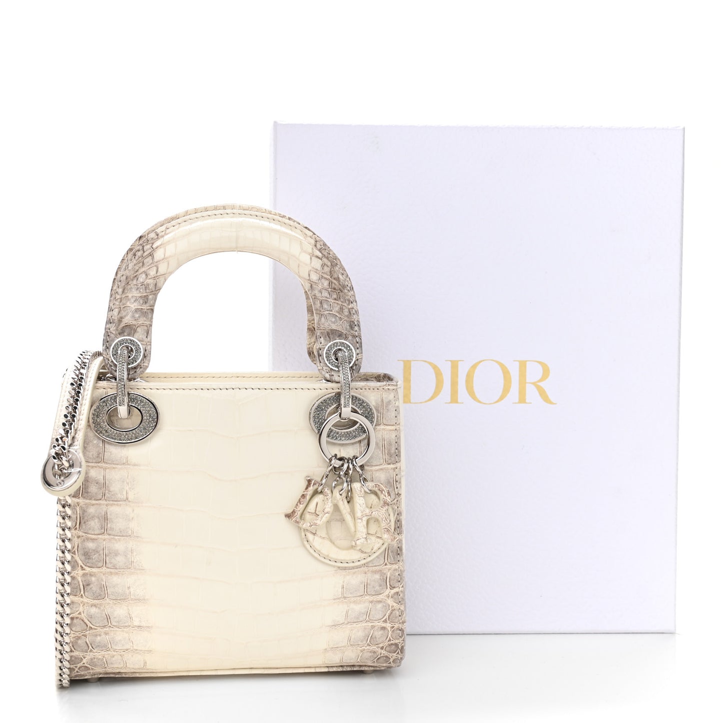 Niloticus Crocodile Himalaya Mini Lady Dior White