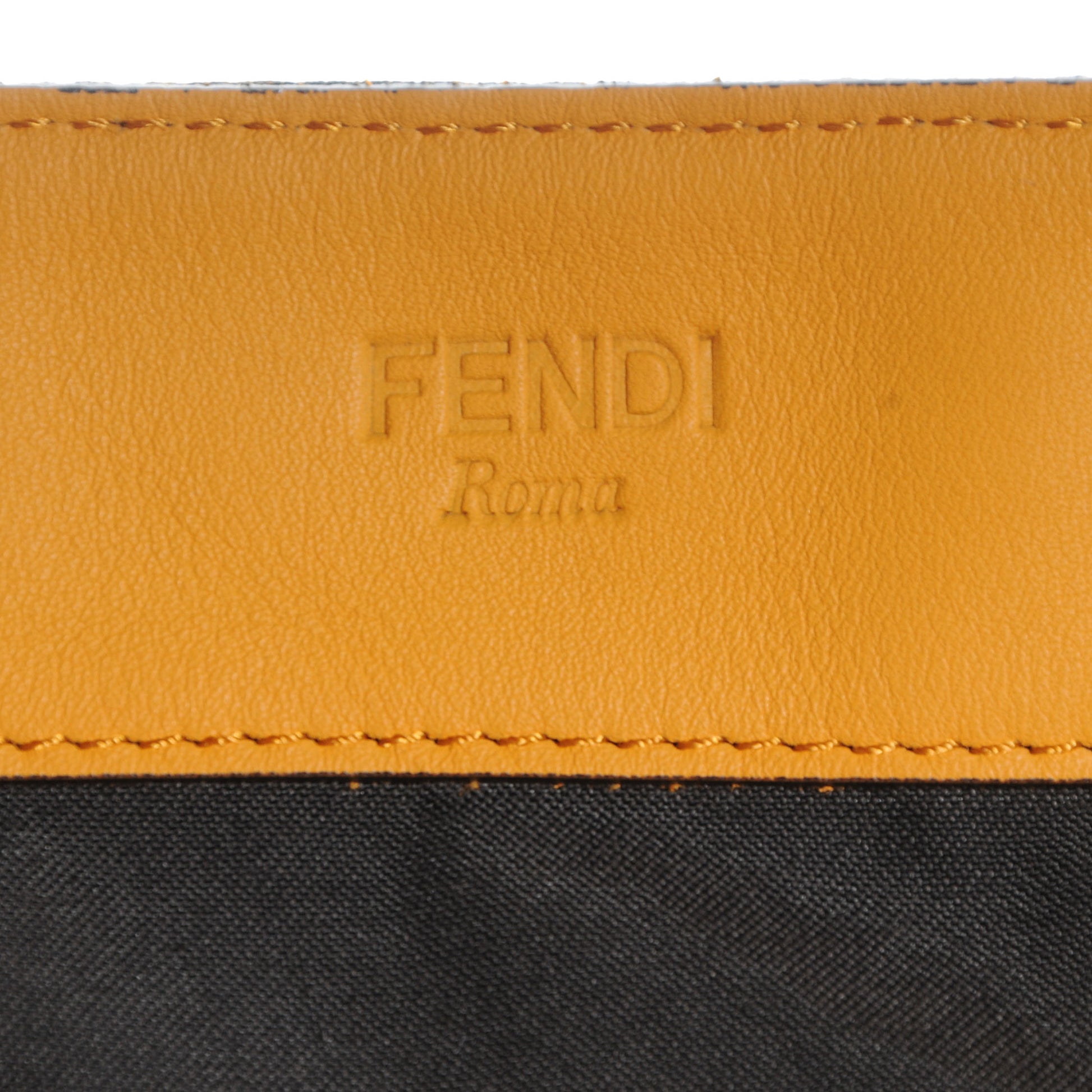 Fendi Jacquard Calfskin Pequin All In Shopper Tote Tobacco Yellow 6 of 8