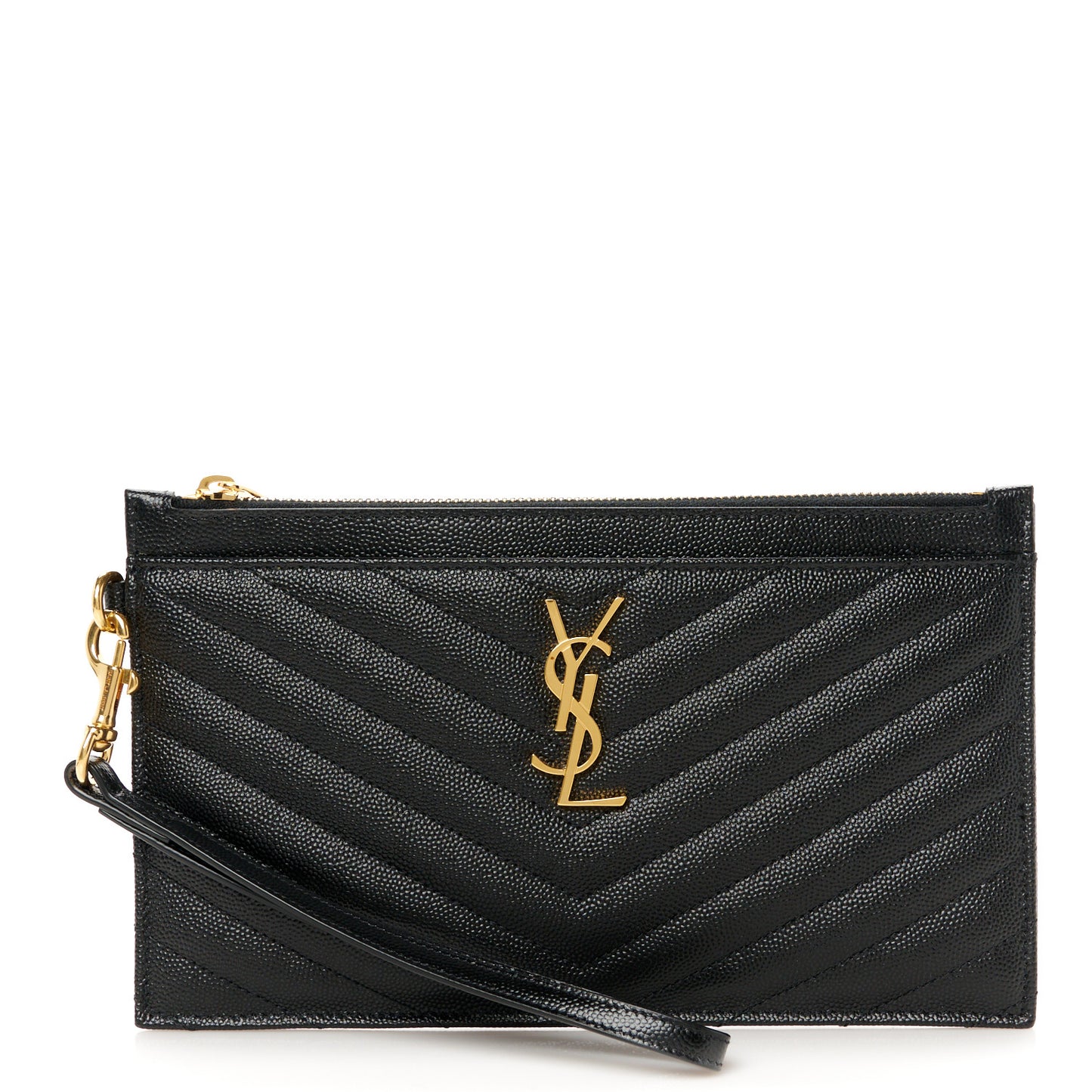 Grain De Poudre Chevron Monogram Large Bill Pouch Black