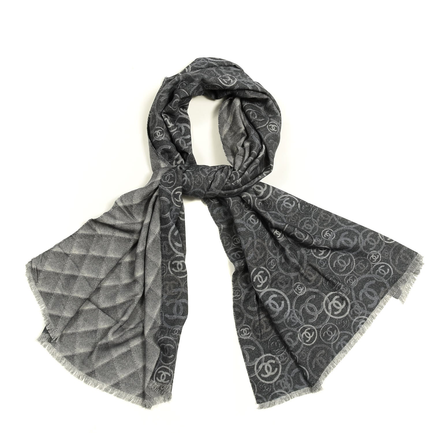 Chanel Cashmere CC Scarf Grey 1 of 3