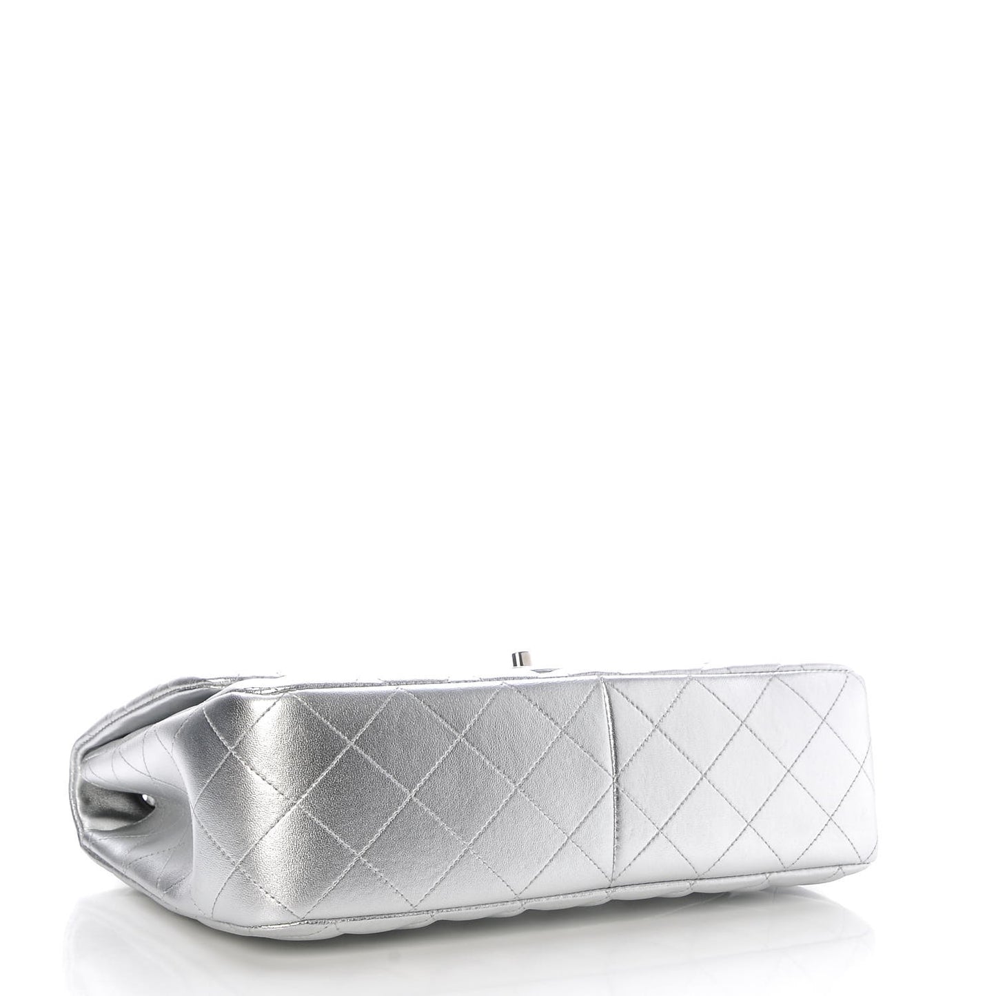 Metallic Lambskin Quilted Jumbo Single Flap Silver