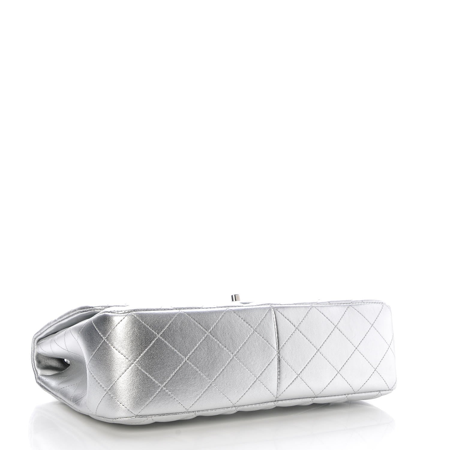 Chanel Metallic Lambskin Quilted Jumbo Single Flap Silver 5 of 9