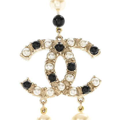 Chanel Pearl Resin Crystal CC Long Necklace Black Gold 4 of 8