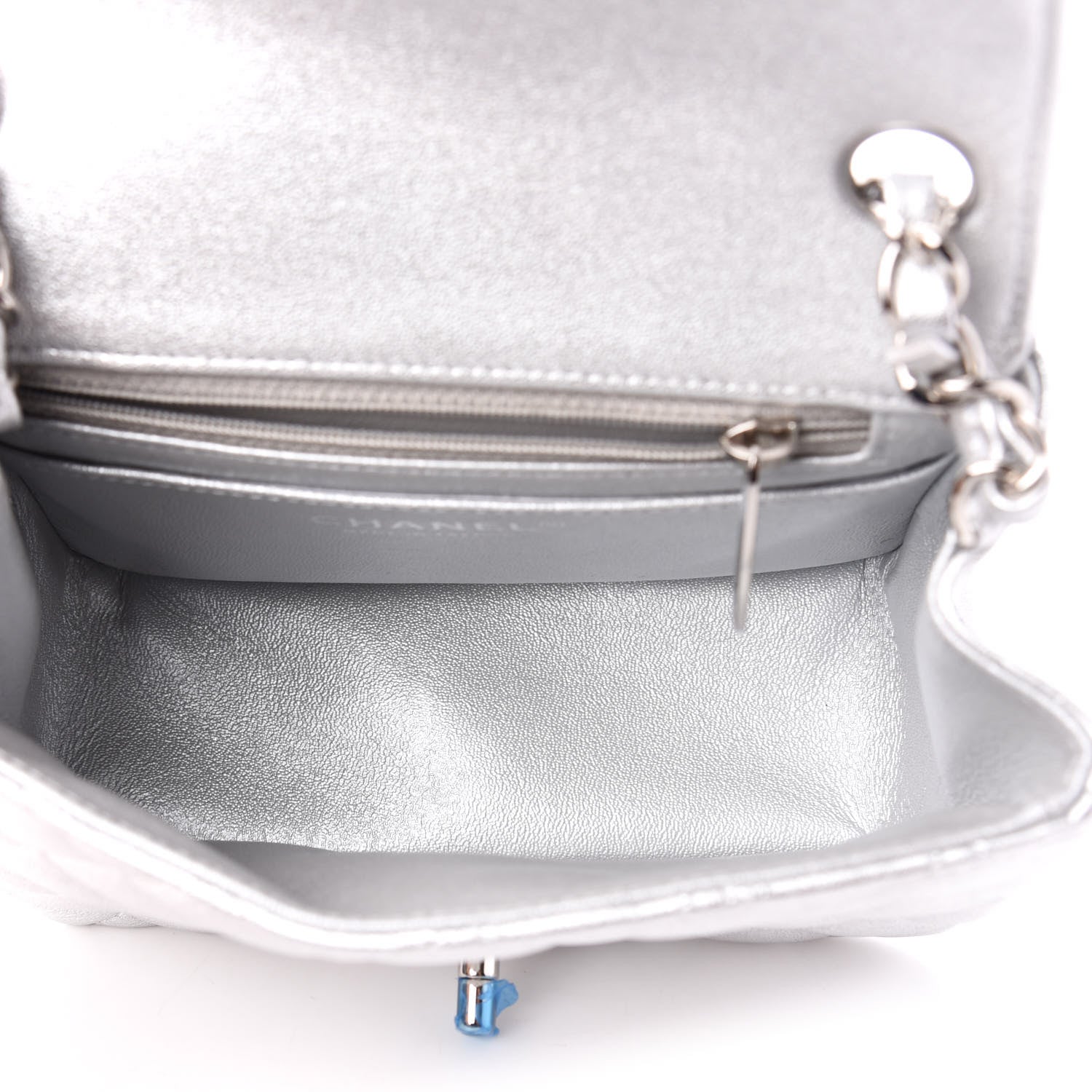 Chanel Metallic Lambskin Quilted Mini Square Flap Silver 5 of 10