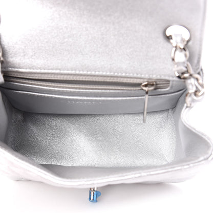 Chanel Metallic Lambskin Quilted Mini Square Flap Silver 5 of 10