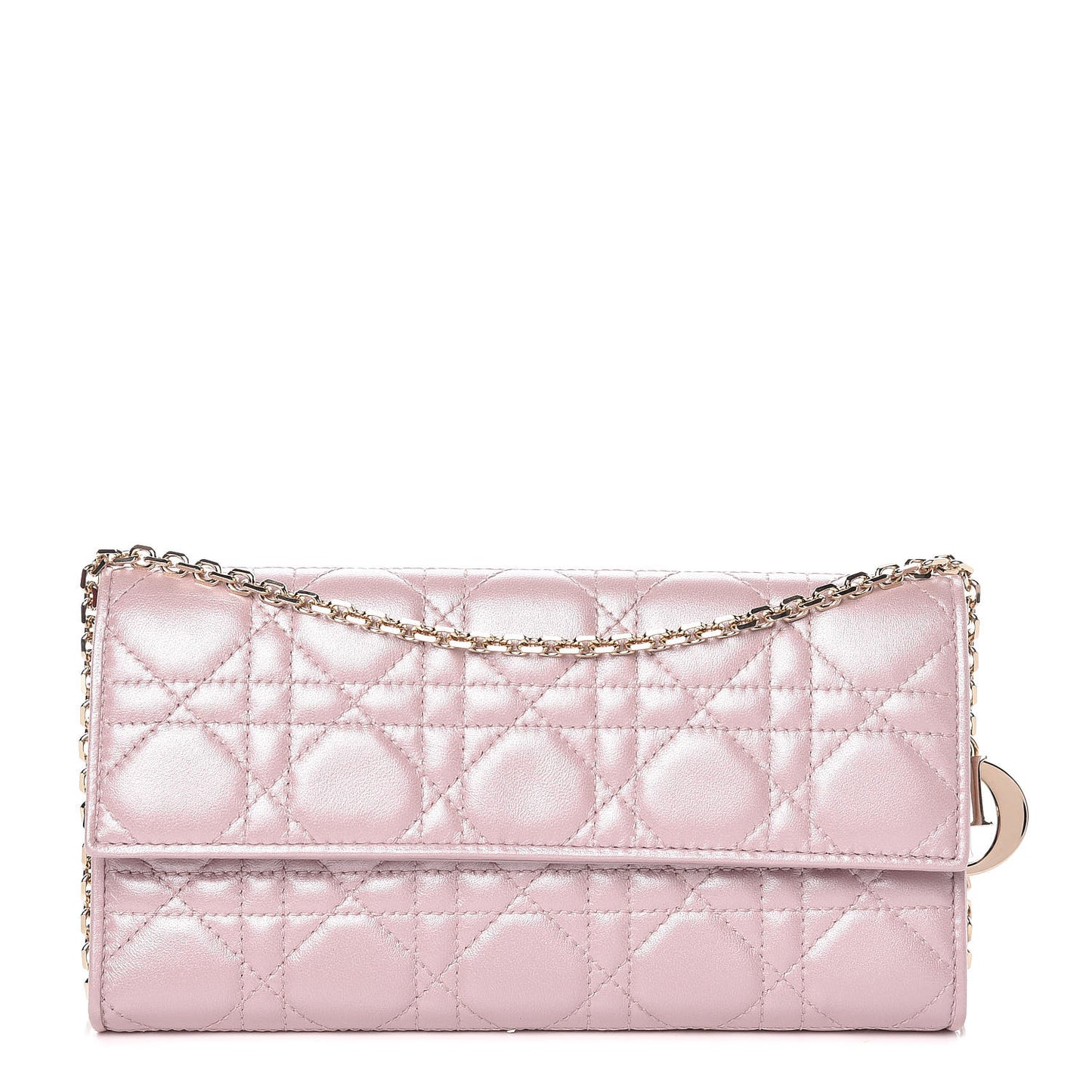 Metallic Lambskin Cannage Rendezvous Chain Wallet Lotus