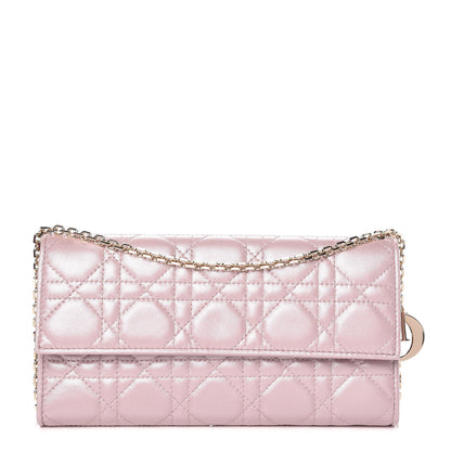 Christian Dior Metallic Lambskin Cannage Rendezvous Chain Wallet Lotus 1 of 9