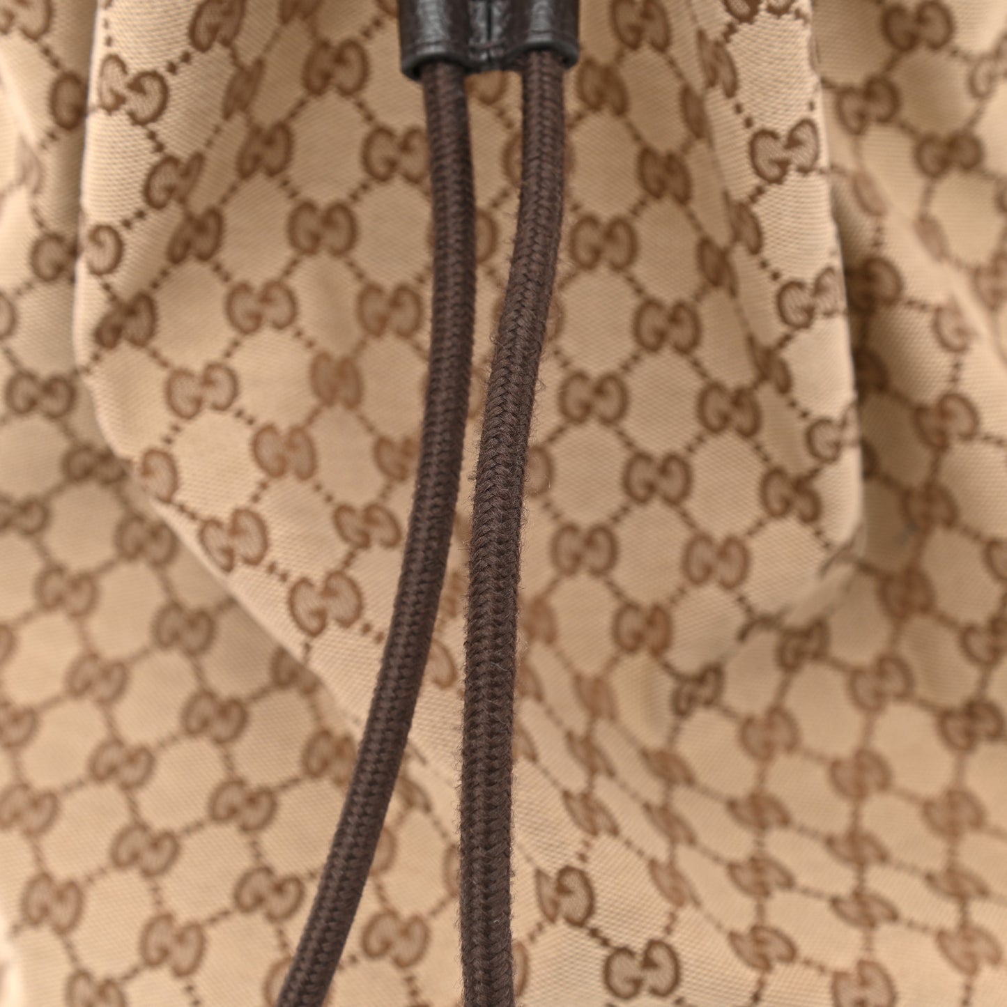 Monogram Dollar Calfskin O Drawstring Backpack Beige Ebony Testa di Moro Dark Chocolate