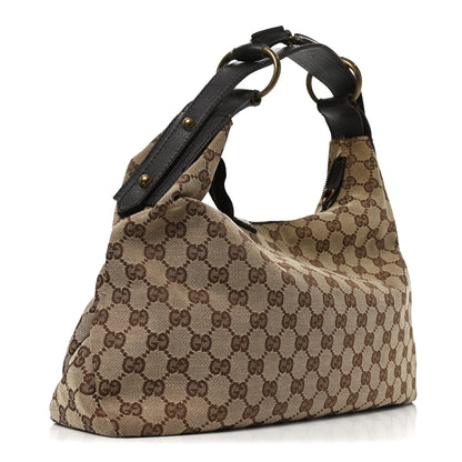 Gucci Monogram Medium Horsebit Chain Hobo Dark Brown 3 of 13
