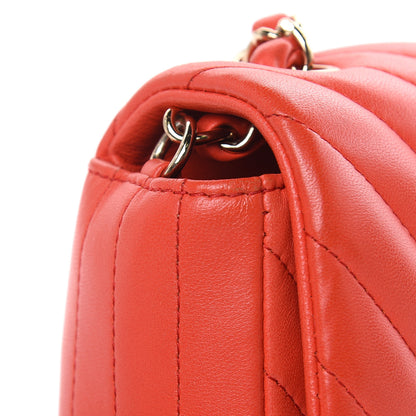 Chanel Lambskin Chevron Quilted Mini Rectangular Flap Red 11 of 13