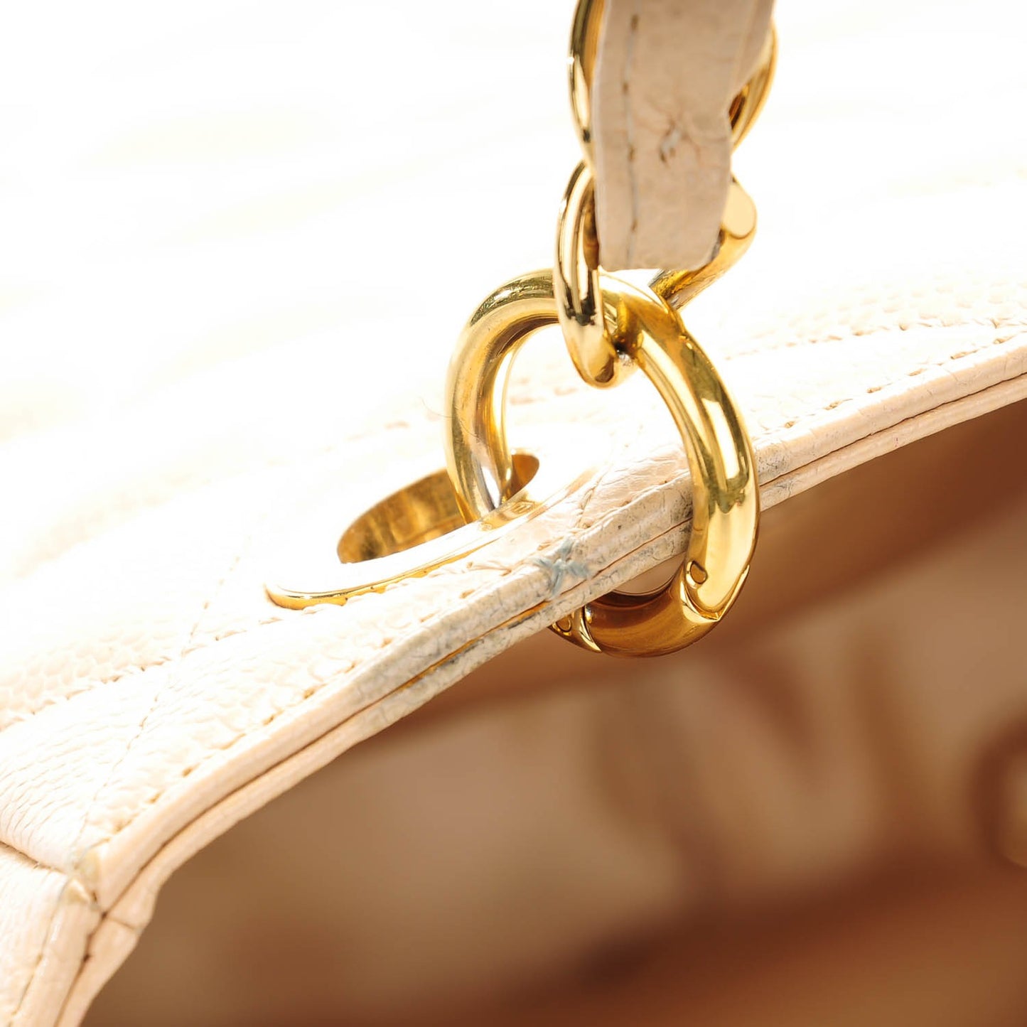 Caviar Quilted Petit Shopping Tote PST Beige Clair