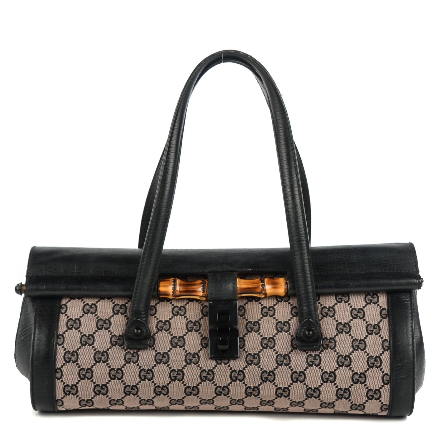 Gucci Monogram Bamboo Bullet Handbag Black 1 of 9