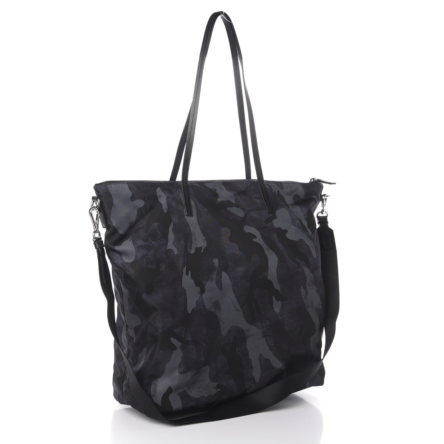 Prada Tessuto Nylon Stampato Camouflage Tote Blue 4 of 9