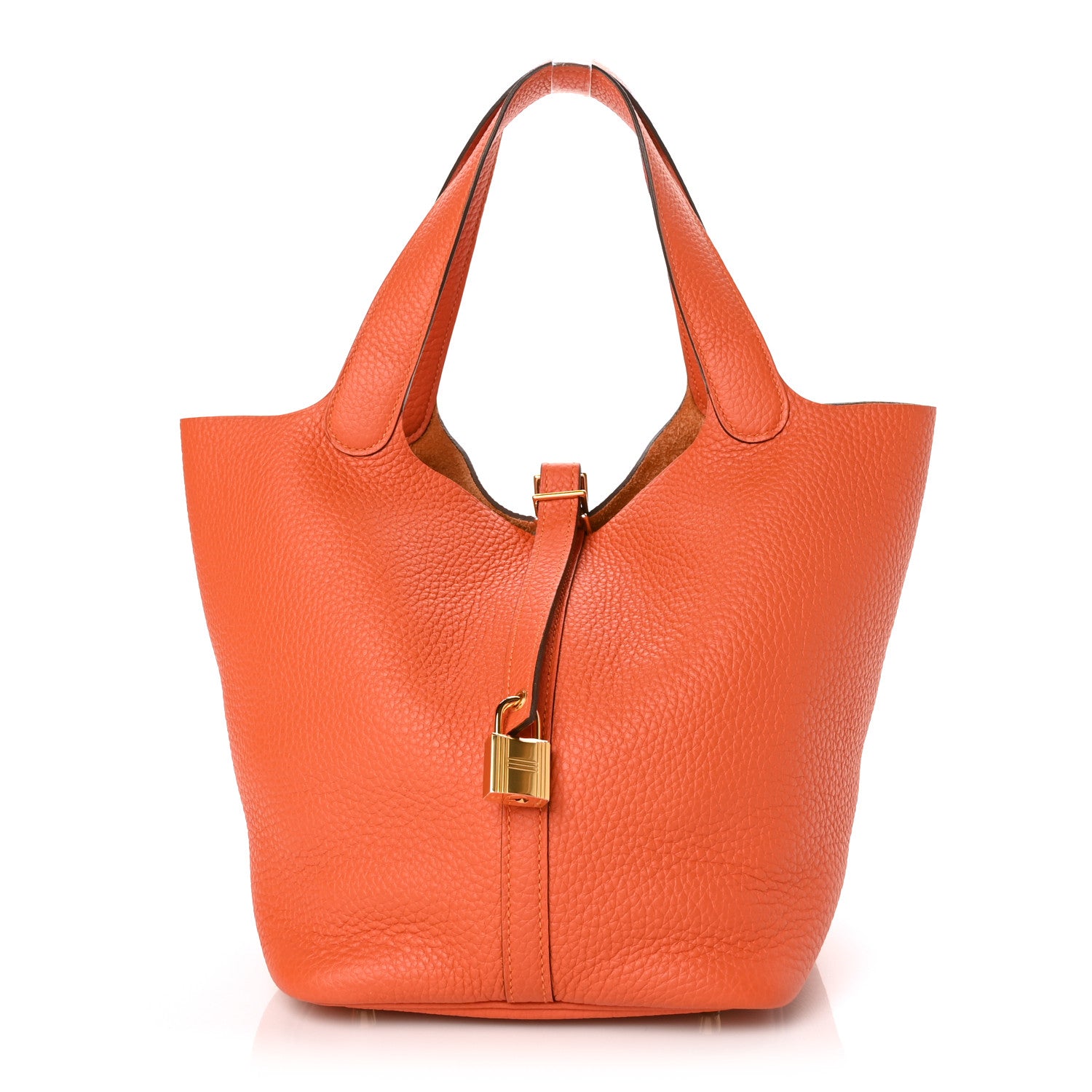 Hermes Taurillon Clemence Picotin Lock 22 MM Orange 1 of 10