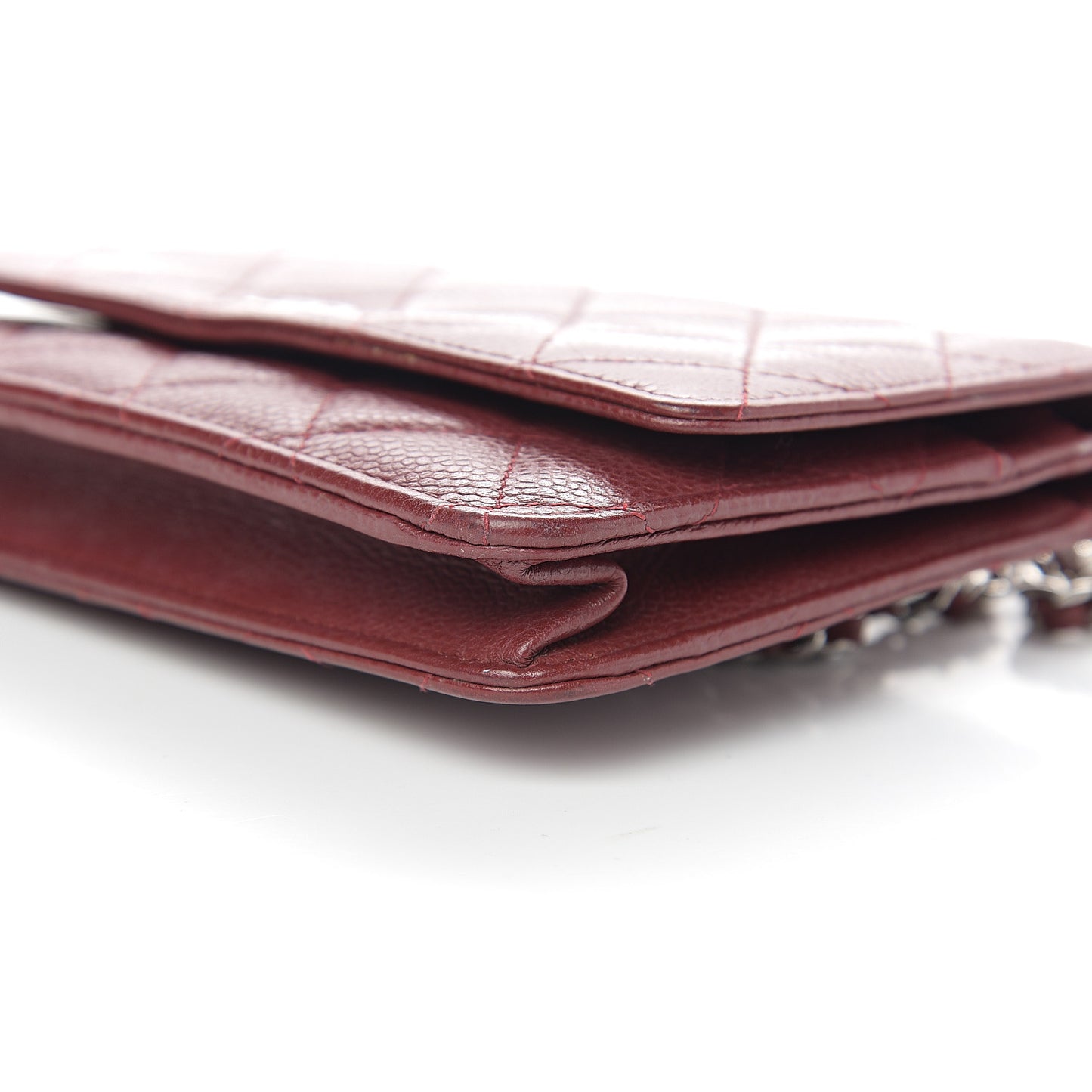 Caviar Quilted Wallet On Chain WOC Dark Red
