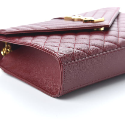 Saint Laurent Grain De Poudre Textured Mixed Matelasse Triquilt Medium Monogram Satchel Oxblood 6 of 9