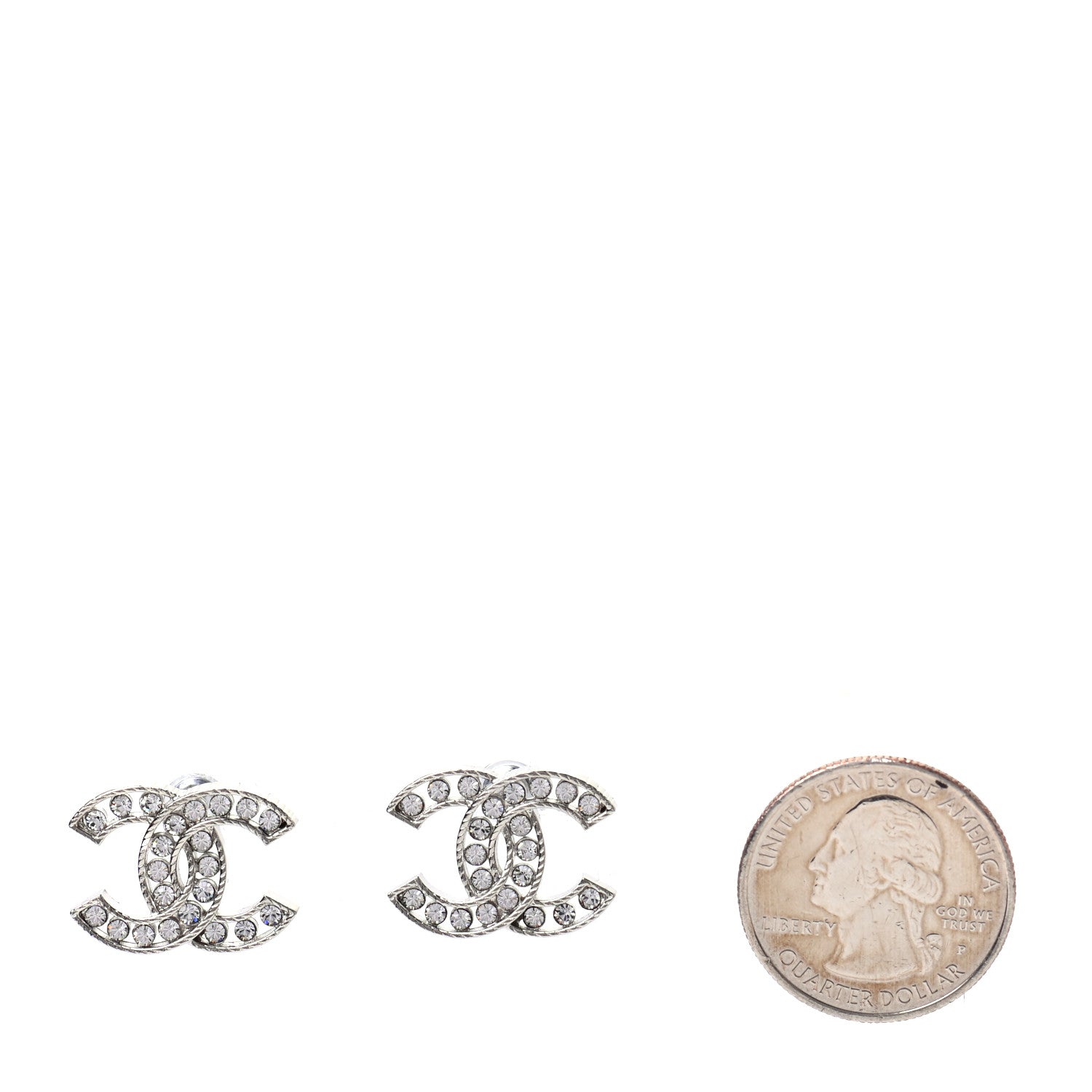 Chanel Crystal CC Earrings Silver 2 of 5