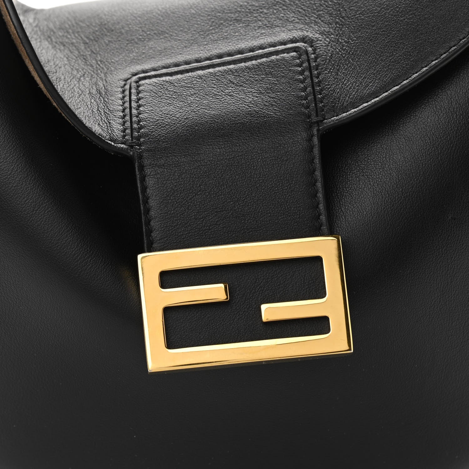 Fendi Vitello Grace Suede Small Croissant Hobo Black 7 of 9
