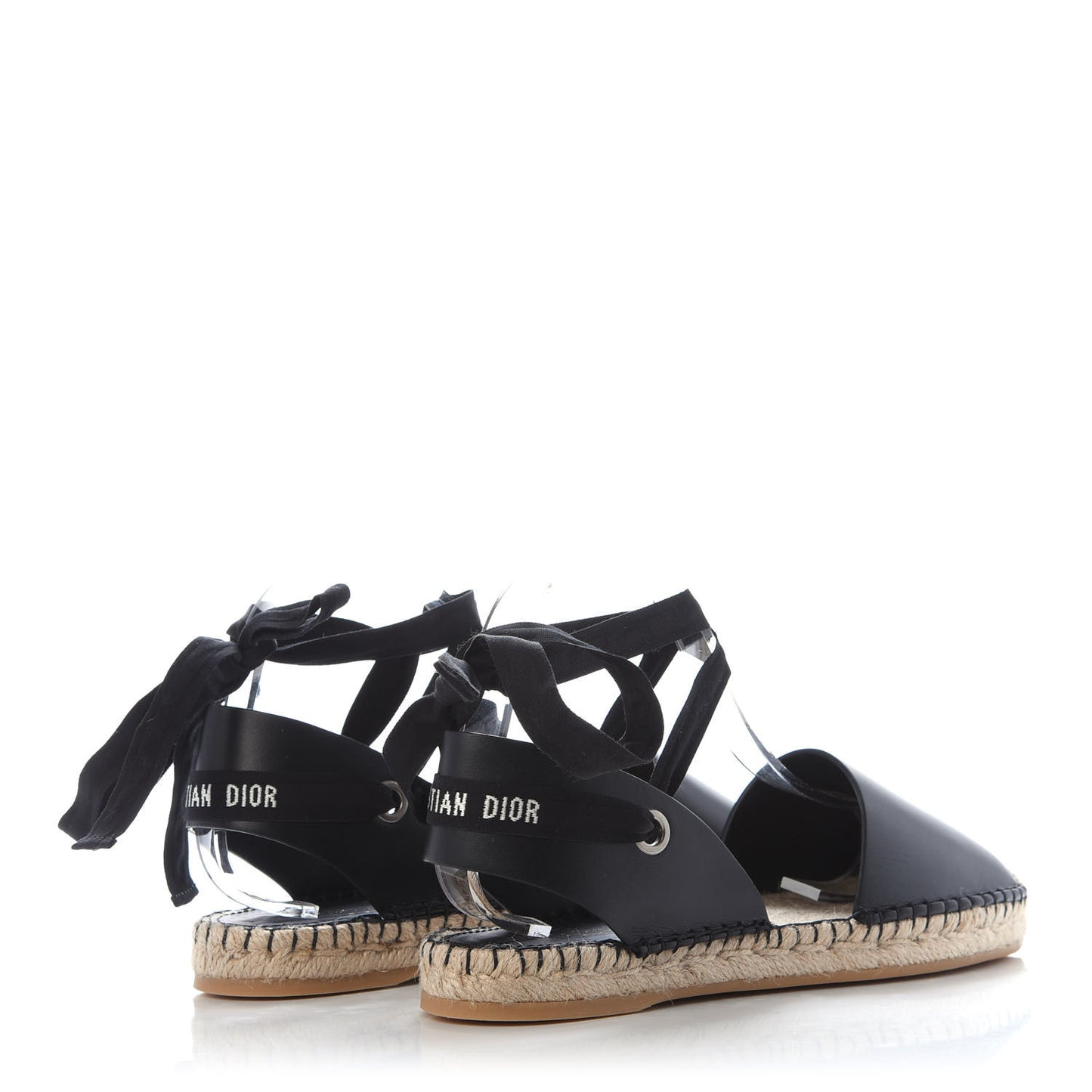 Calfskin Nicely-D Ankle Tie Espadrilles Flats 40 Black