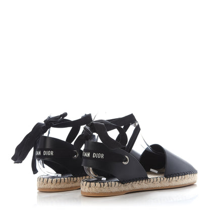 Christian Dior Calfskin Nicely-D Ankle Tie Espadrilles Flats 40 Black 4 of 8