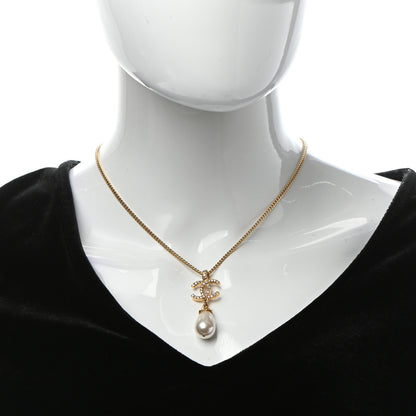 Chanel Pearl Crystal Twisted CC Drop Necklace Gold 2 of 5