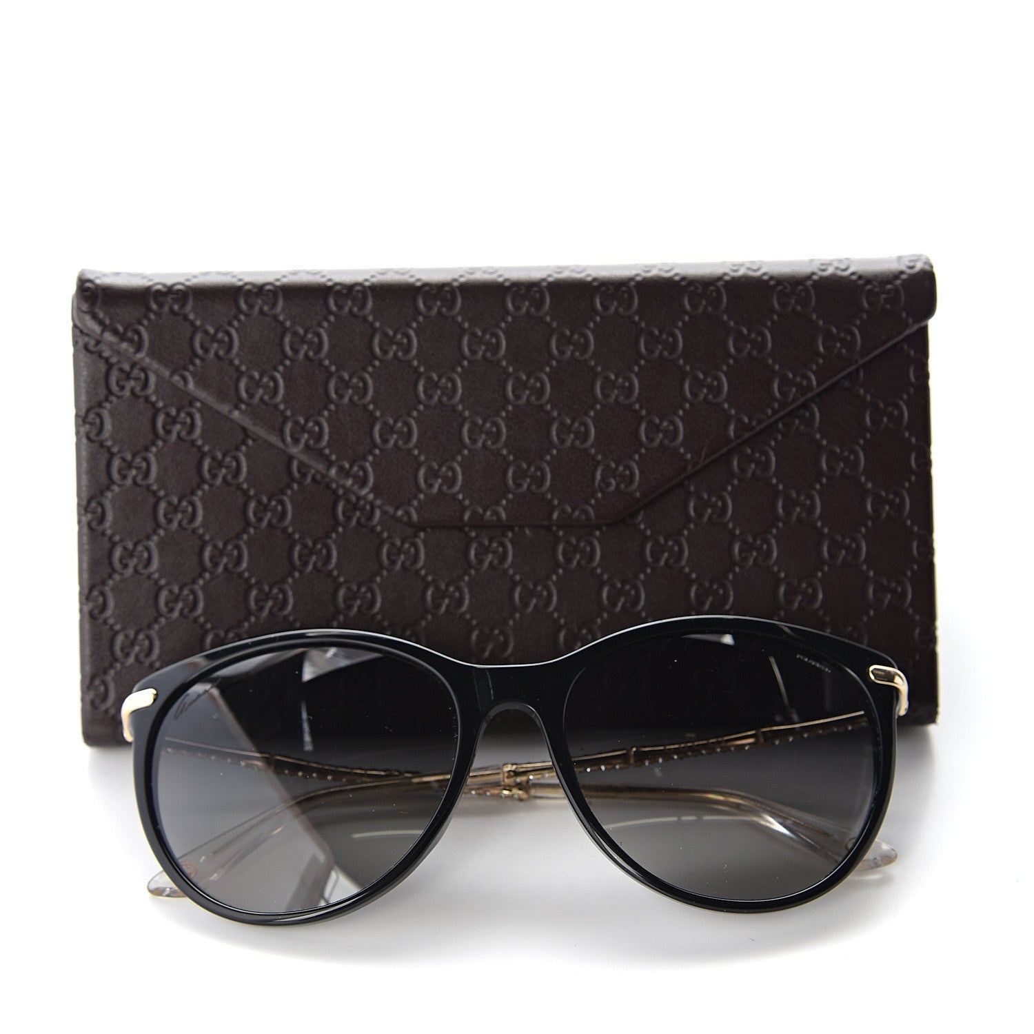 Gucci Crystal Bamboo Cat Eye Sunglasses GG3771 Black Gold 10 of 10