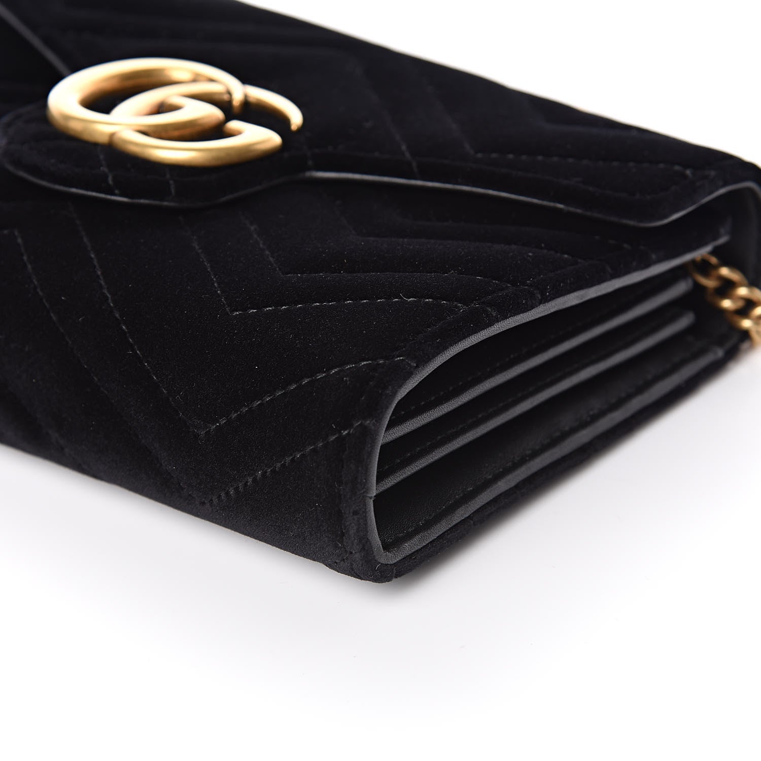 Gucci Velvet Matelasse GG Marmont Chain Wallet Black 8 of 10