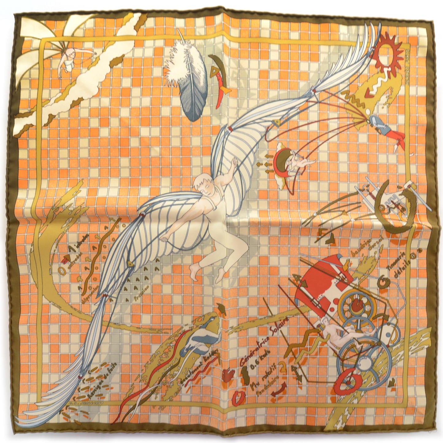 Silk Reves et Raisons Remiges de Fuite Pocket Square Scarf
