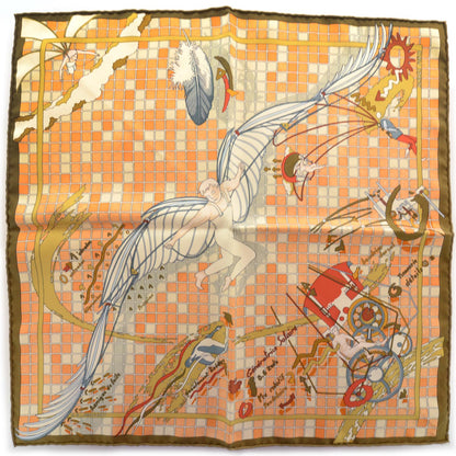 Hermes Silk Reves et Raisons Remiges de Fuite Pocket Square Scarf 2 of 6