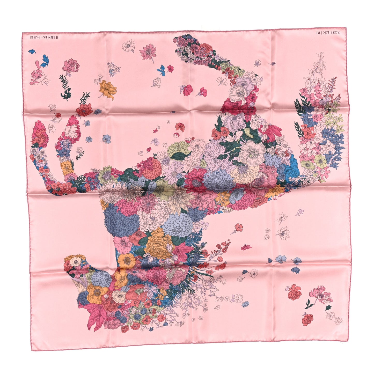 Silk Robe Legere Scarf 90 Rose Hortensia Bleu