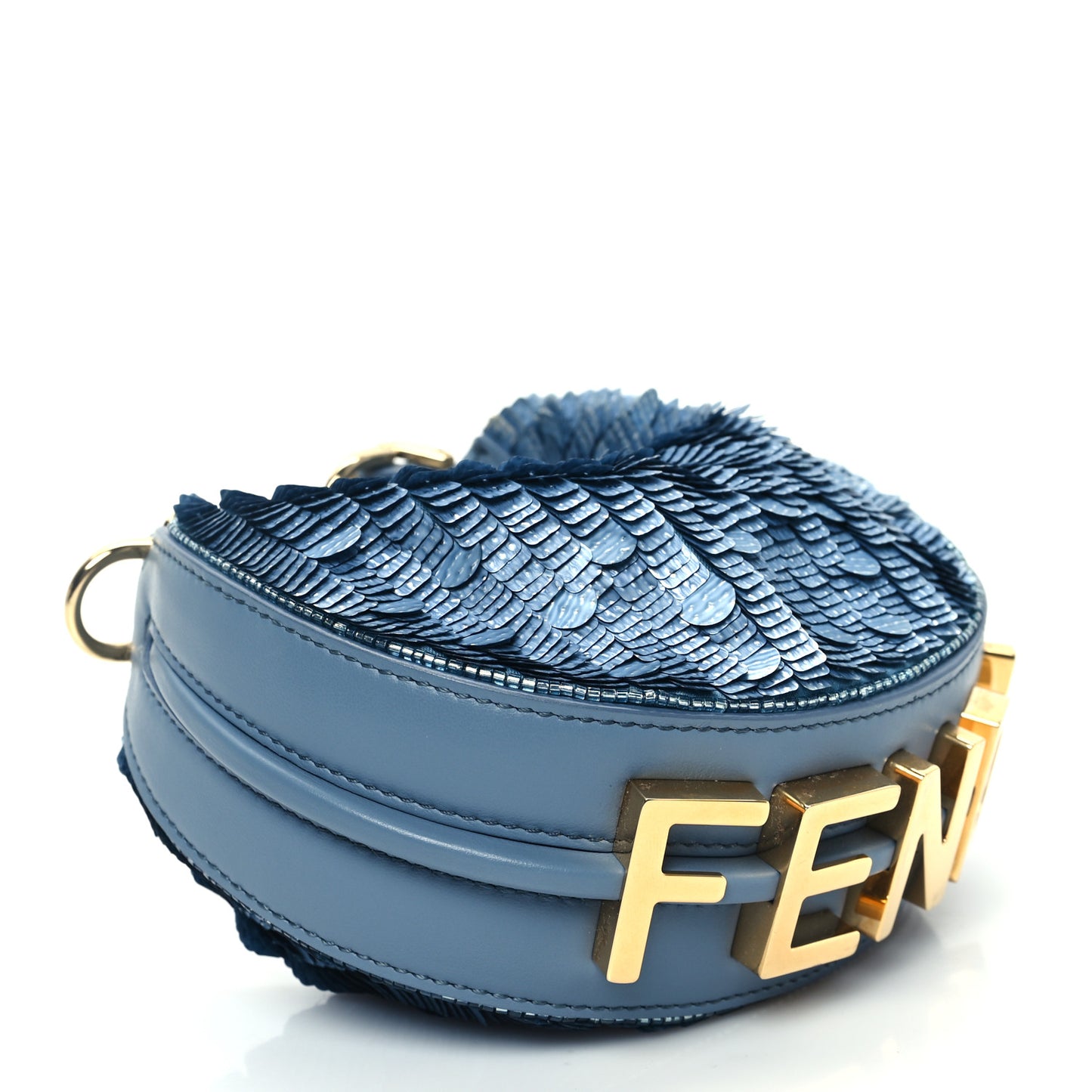 Sequin Paillettes Shiny Nappa Nano Fendigraphy Hobo Charm Denim